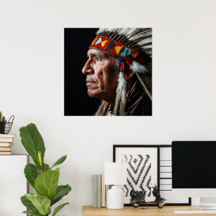 Porträt eines indigenen Amerikaners Traditionell I Poster