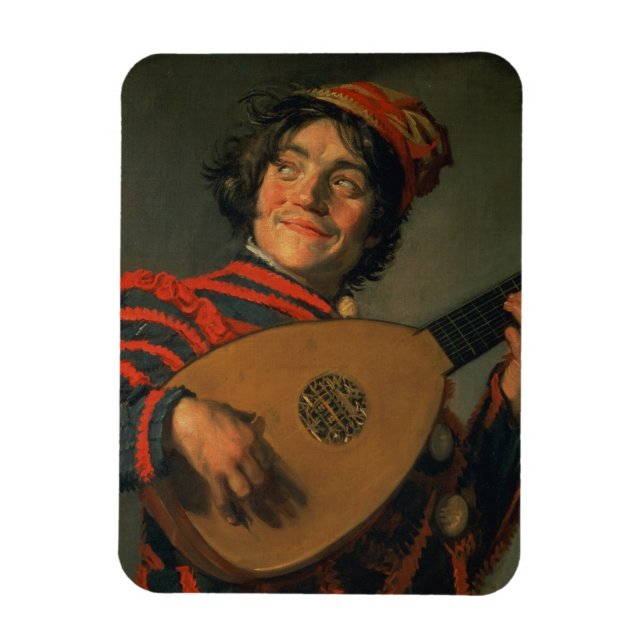 Porträt eines Jesters mit Lute (Öl auf Leinwand) Magnet (Vertikal)