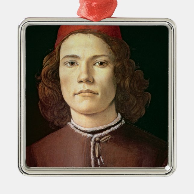 Porträt eines jungen Mannes, c.1480-85 Silbernes Ornament (Vorne)