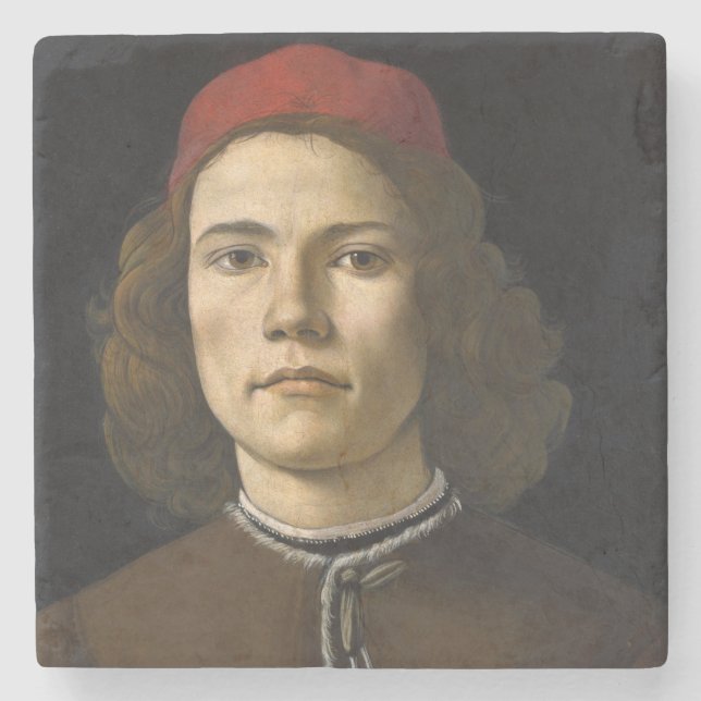 Porträt eines jungen Mannes durch Botticelli Steinuntersetzer (Vorderseite)