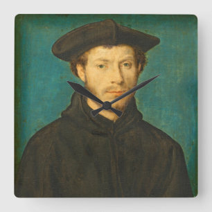 Porträt eines Mannes, C. 1536 - 40 (Öl auf Quadratische Wanduhr
