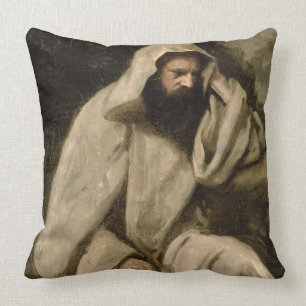 Porträt eines Mönchs, c.1840-45 (Öl auf Leinwand) Kissen