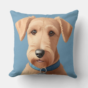 Porträt eines Niedlichen Hundes mit blauem Collar Kissen