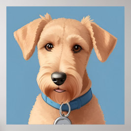 Porträt eines Niedlichen Hundes mit blauem Collar Poster