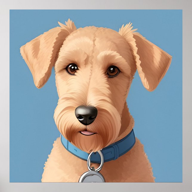 Porträt eines Niedlichen Hundes mit blauem Collar Poster (Vorne)