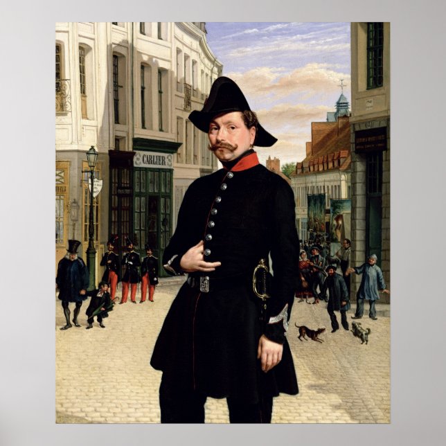 Porträt eines Polizeibeamten in Douai im Jahr 1848 Poster (Vorne)