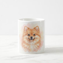 Porträt eines Pomeranian in Wasserfarbe