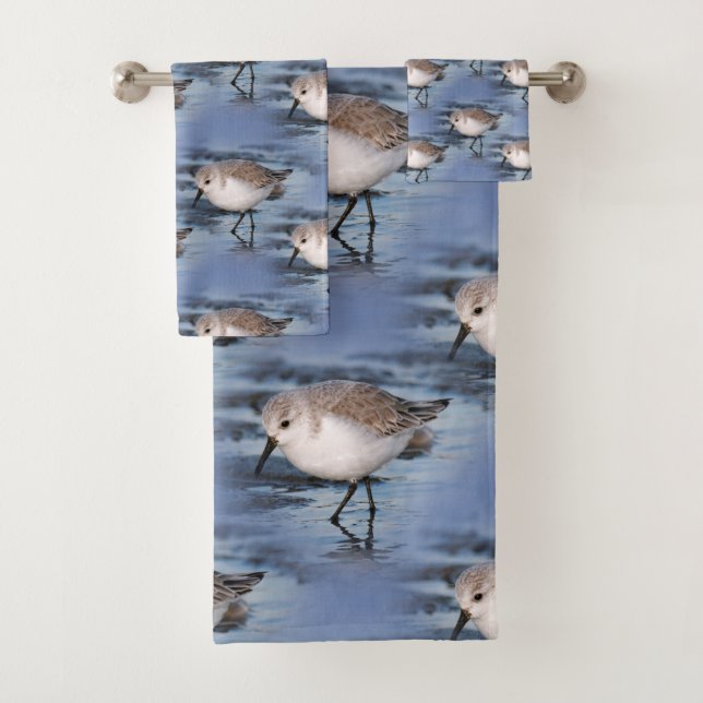 Porträt eines Sanderlings Badhandtuch Set (Insitu)