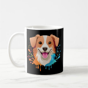 Porträt eines süßen Hundes mit fließenden Farben, Kaffeetasse