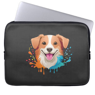 Porträt eines süßen Hundes mit fließenden Farben,  Laptopschutzhülle