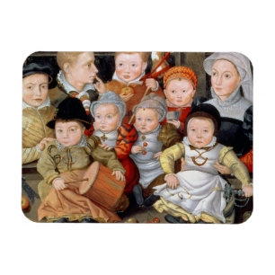 Porträt T33337 einer Mutter mit ihrem childre ach Magnet
