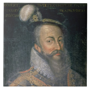 Porträt von (1532-88) Grafen Roberts Dudley Leice Fliese