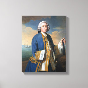 Porträt von (1709-87) Holding Kapitän-David Brod Leinwanddruck