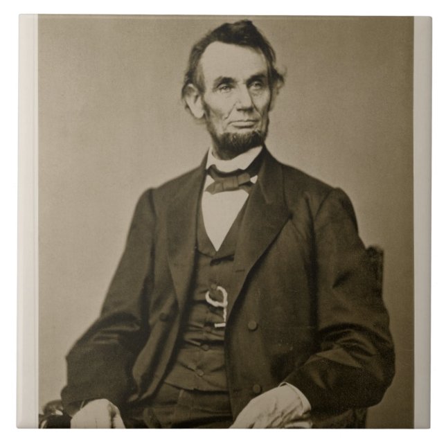 Porträt von Abraham Lincoln (1809-65) (b/w Foto) Fliese (Vorderseite)