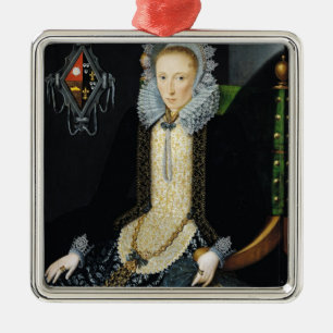 Porträt von Adriana van Nesse, 1611 Silbernes Ornament