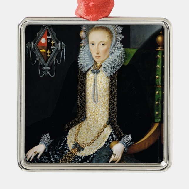 Porträt von Adriana van Nesse, 1611 Silbernes Ornament (Vorne)