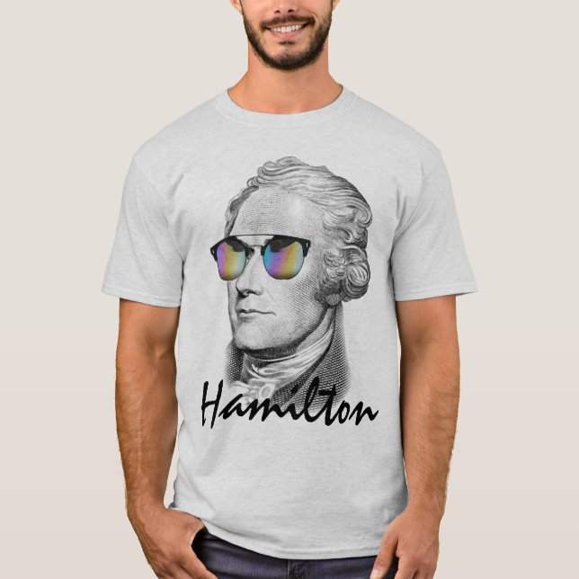 Porträt von Alexander Hamilton in der Sonnenbrille T-Shirt (Vorderseite)