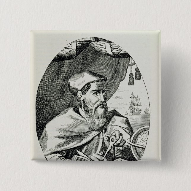 Porträt von Amerigo Vespucci Button (Vorderseite)