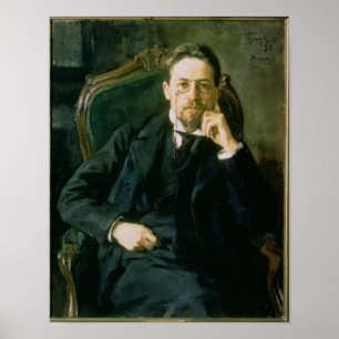 Porträt von Anton Pavlovich Tschechow, 1898 Poster