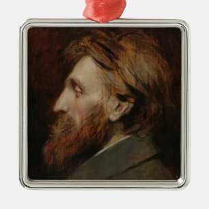 Porträt von Auguste Rodin 1881 Silbernes Ornament