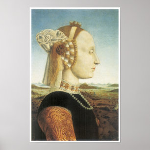 Porträt von Battista Sforza, C. 1474 Poster