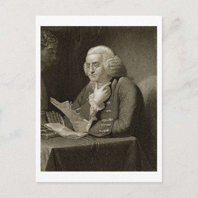 Porträt von Benjamin Franklin, graviert von Thomas Postkarte (Vorderseite)