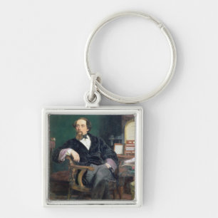 Porträt von Charles Dickens (Öl auf Leinwand) Schlüsselanhänger