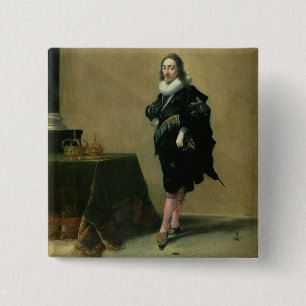 Porträt von Charles I (1600-49) 1632 (Öl auf Button