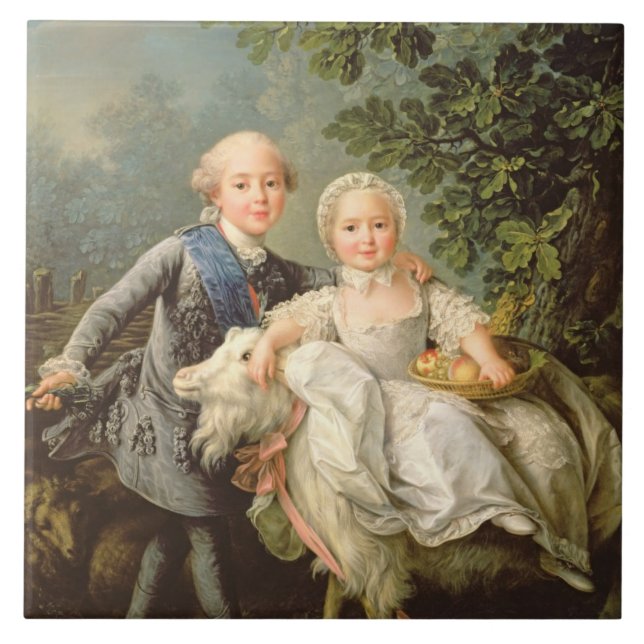 Porträt von Charles Philippe von Frankreich Fliese (Vorderseite)