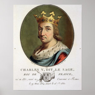 Porträt von Charles V, genannt "den klugen" König Poster
