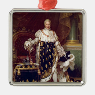 Porträt von Charles X in den Krönungs-Roben, 1827 Silbernes Ornament