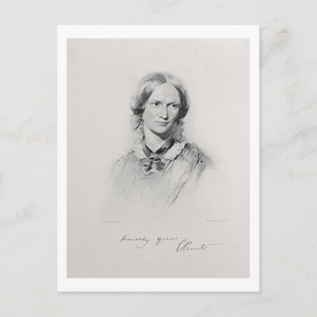 Porträt von Charlotte Bronte, graviert von Postkarte (Vorderseite)