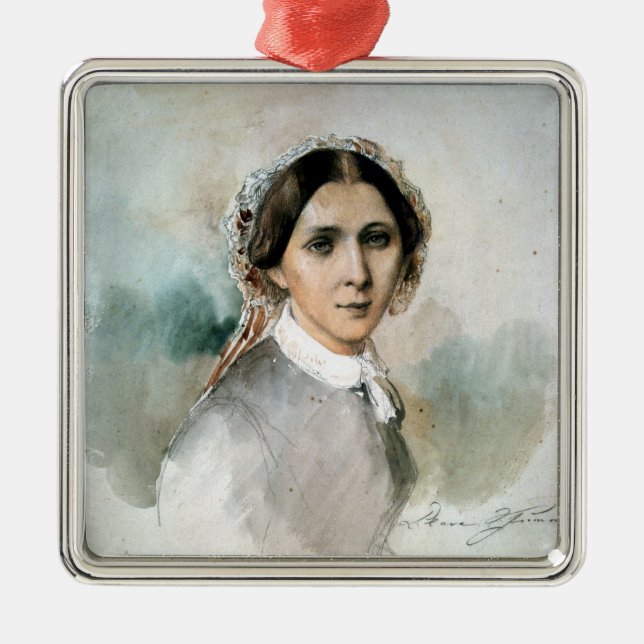 Porträt von Clara Schumann 1853 Silbernes Ornament (Vorne)