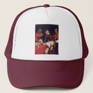 Porträt von Cousins Papst-Löwe X With His durch Truckerkappe