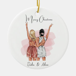 Porträt von Custom Birthday Friends - Rosa Keramik Ornament
