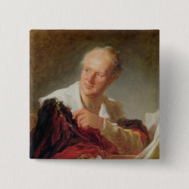 Porträt von Denis Diderot c.1769 Button (Vorderseite)