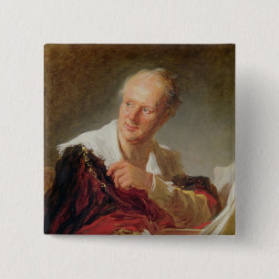 Porträt von Denis Diderot c.1769 Button