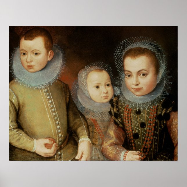 Porträt von drei Tudor-Kindern Poster (Vorne)