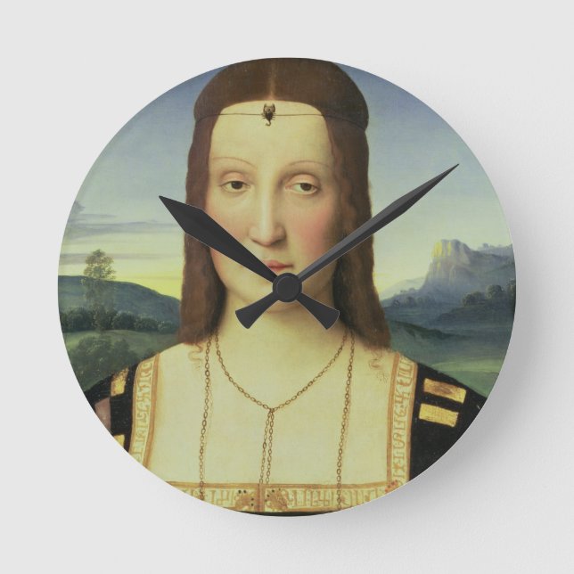 Porträt von Elizabeth Gonzaga, c.1504 (Öl auf Runde Wanduhr (Vorderseite)
