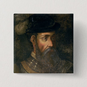 Porträt von Francisco Pizarro (c.1478-1541) Spanis Button