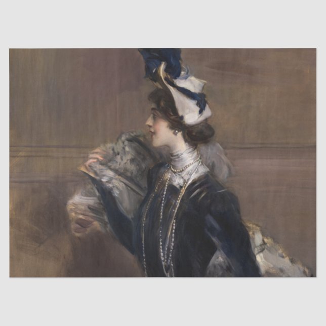 Porträt von Frau Lina Cavalieri von G. Boldini Seidenpapier (Vorderseite)