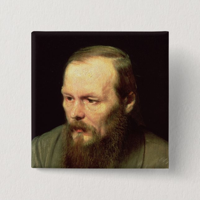 Porträt von Fyodor Dostoyevsky 1872 Button (Vorderseite)