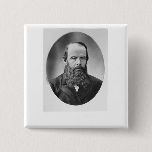 Porträt von Fyodor Mikhailovich Dostoyevsky Button (Vorderseite)