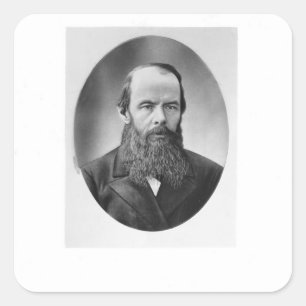 Porträt von Fyodor Mikhailovich Dostoyevsky Quadratischer Aufkleber
