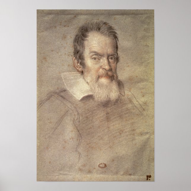 Porträt von Galileo Galilei Astronomen Poster (Vorne)