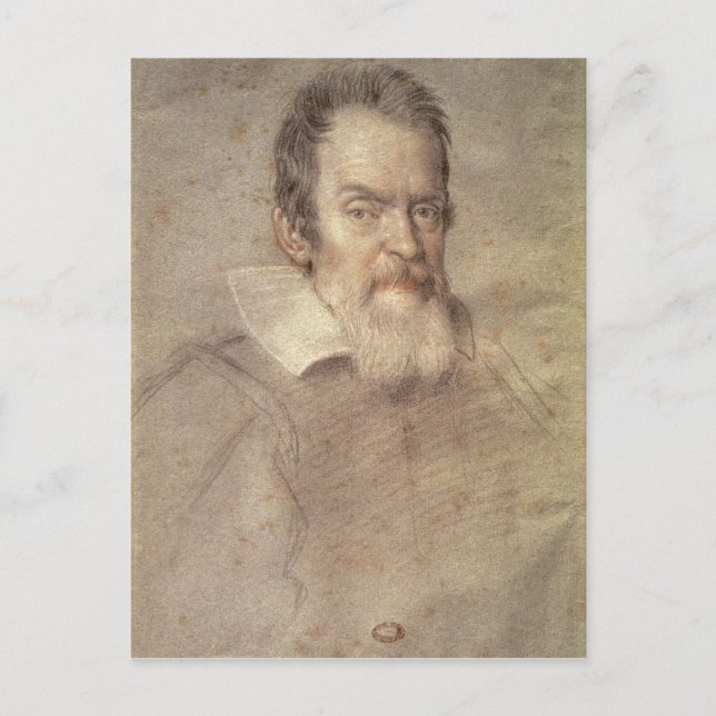 Porträt von Galileo Galilei Astronomen Postkarte (Vorderseite)