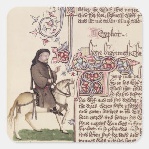Porträt von Geoffrey- Chaucerfaksimile von Quadratischer Aufkleber