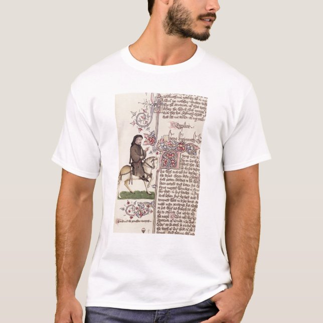 Porträt von Geoffrey- Chaucerfaksimile von T-Shirt (Vorderseite)