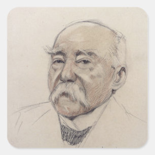 Porträt von Georges Clemenceau Quadratischer Aufkleber