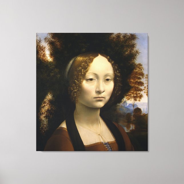 Porträt von Ginevra de Benci von Leonardo da Vinci Leinwanddruck (Vorderseite)